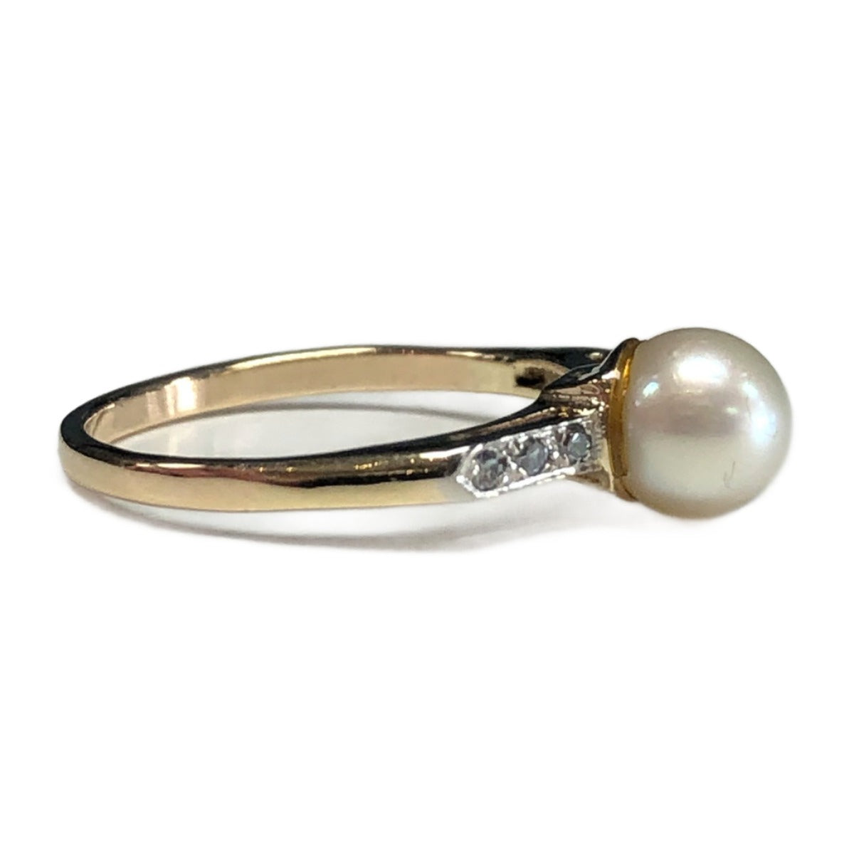 14k Gold Pearl &amp; Diamond Ring