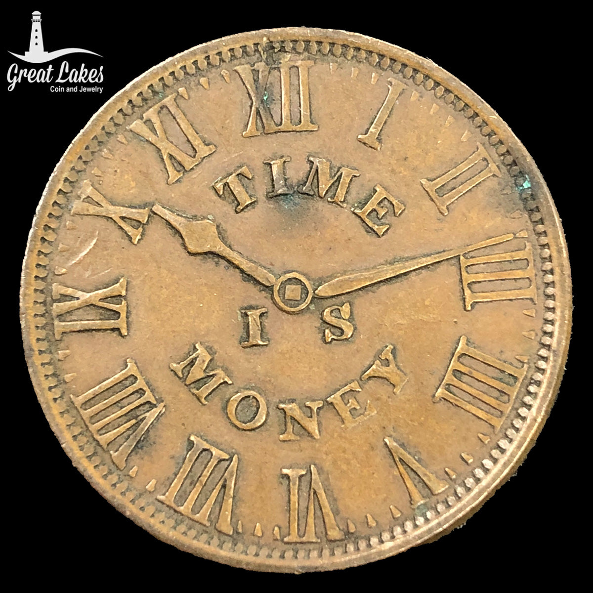 1837 Time Is Money Smiths Clock Establishment Bowery New York Hard Times Token (XF)