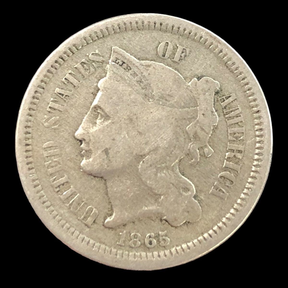 1865 Three Cent Nickel (VG)