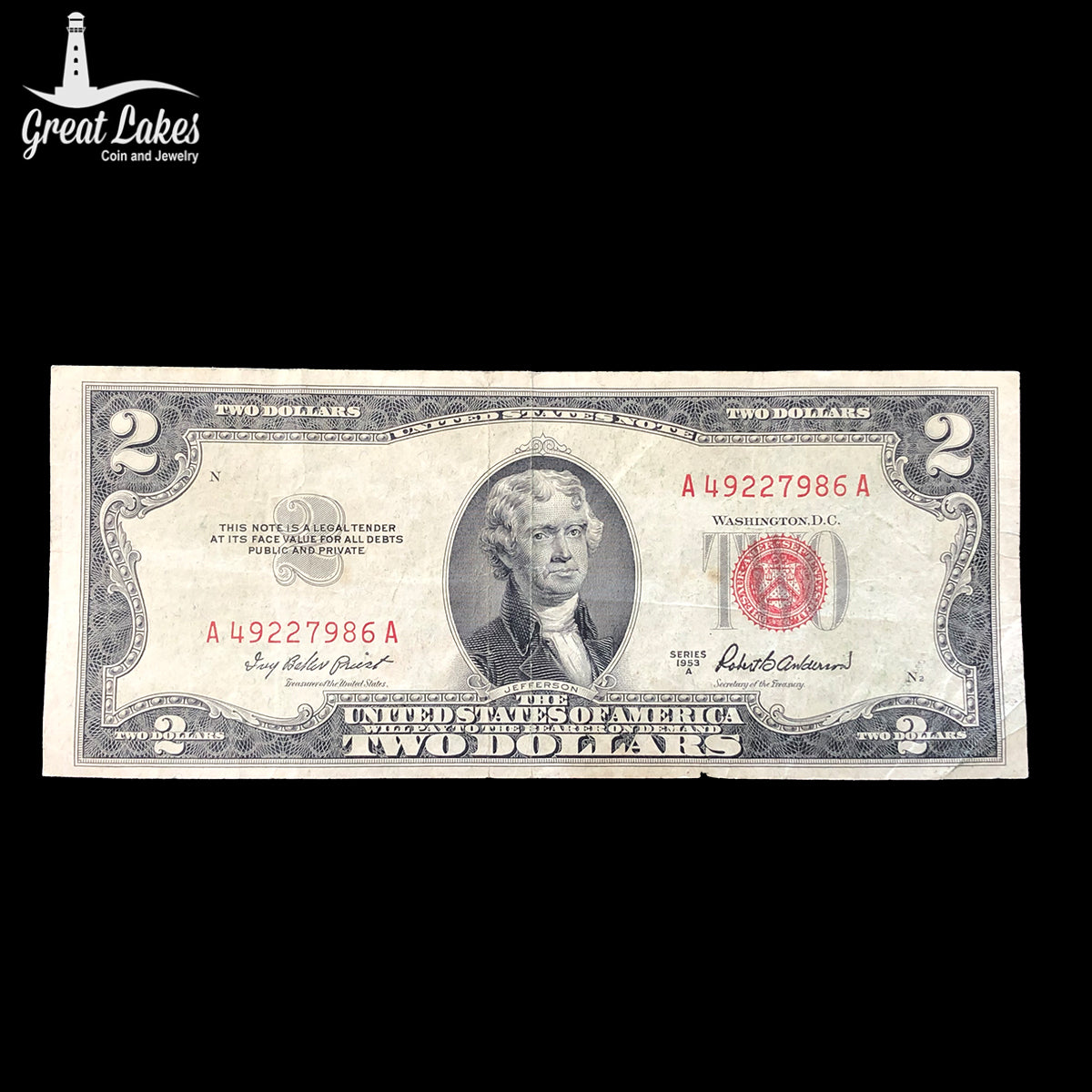 1953 A $2 Legal Tender (VF)