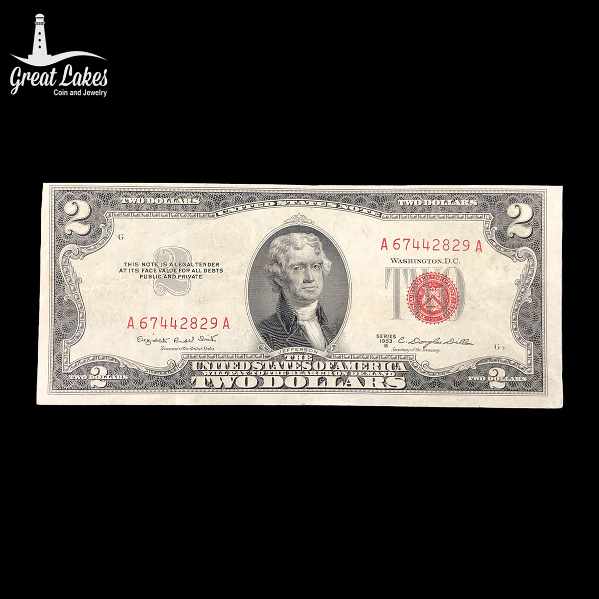 1953 B $2 Legal Tender (VF)