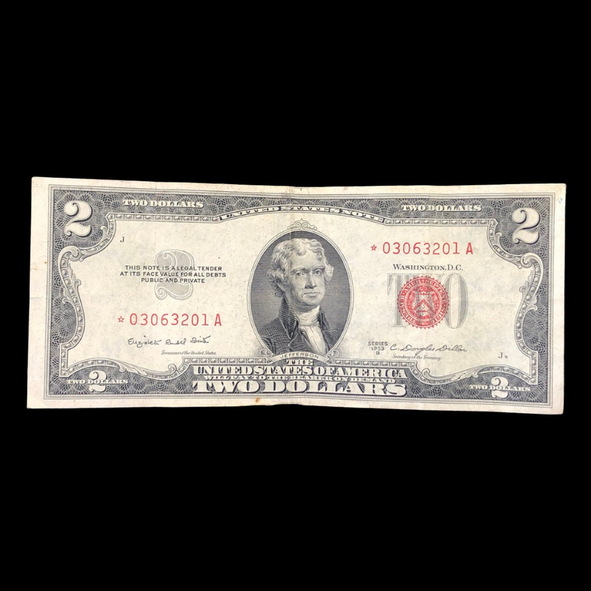 1953-B $2 Legal Tender Star Note (VF)
