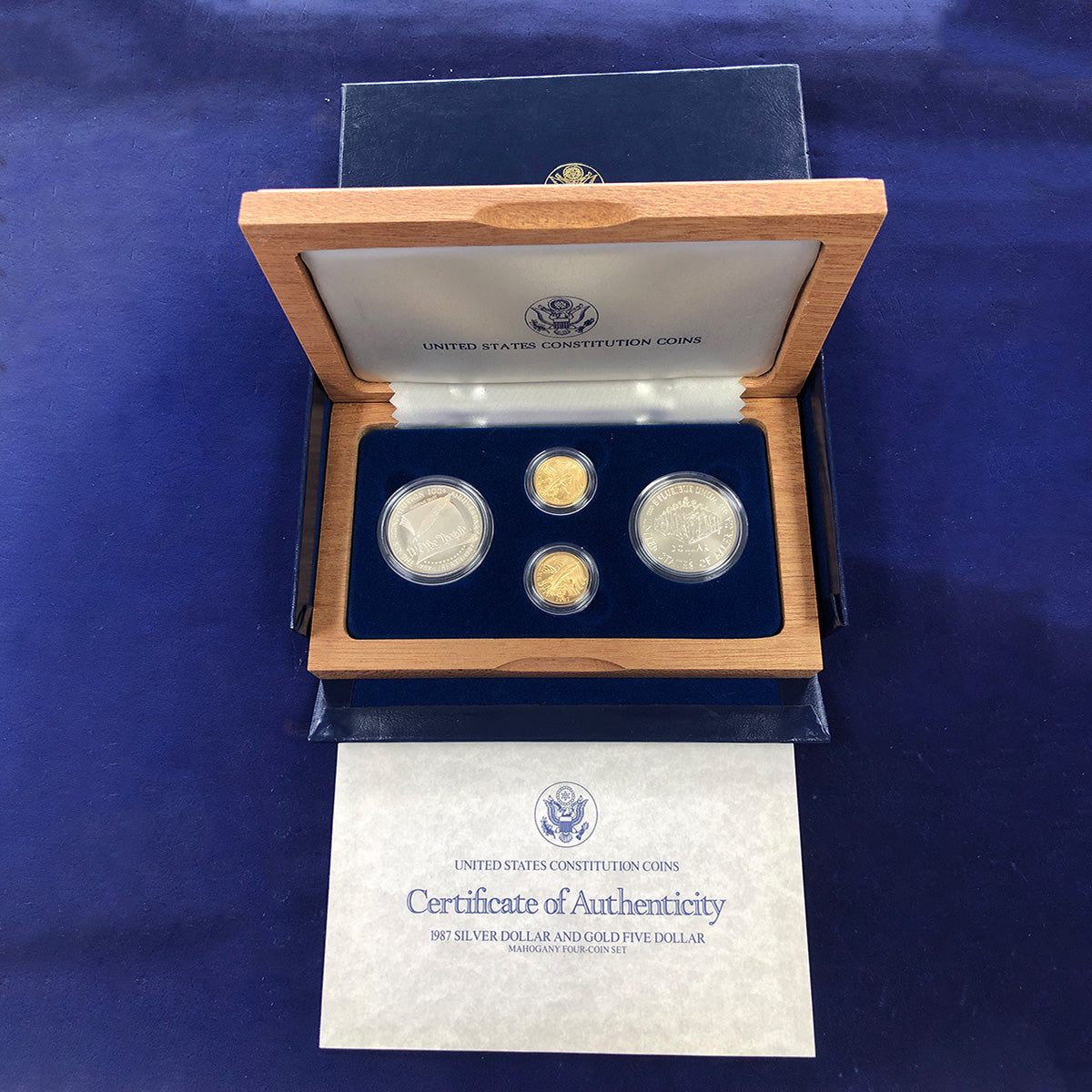 1987 Four Coin Commemorative Constitution Set BU &amp; Proof (With Box &amp; CoA)