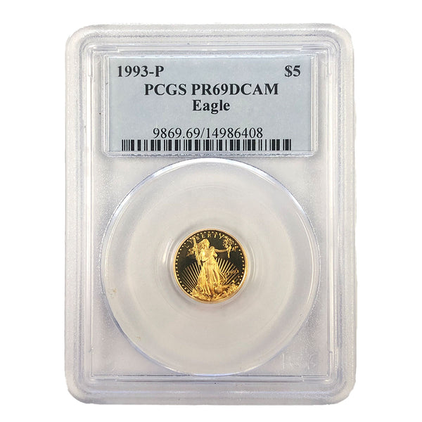 1993-P $5 1/10 oz American Gold Eagle PCGS PR69 DCAM - Great Lakes
