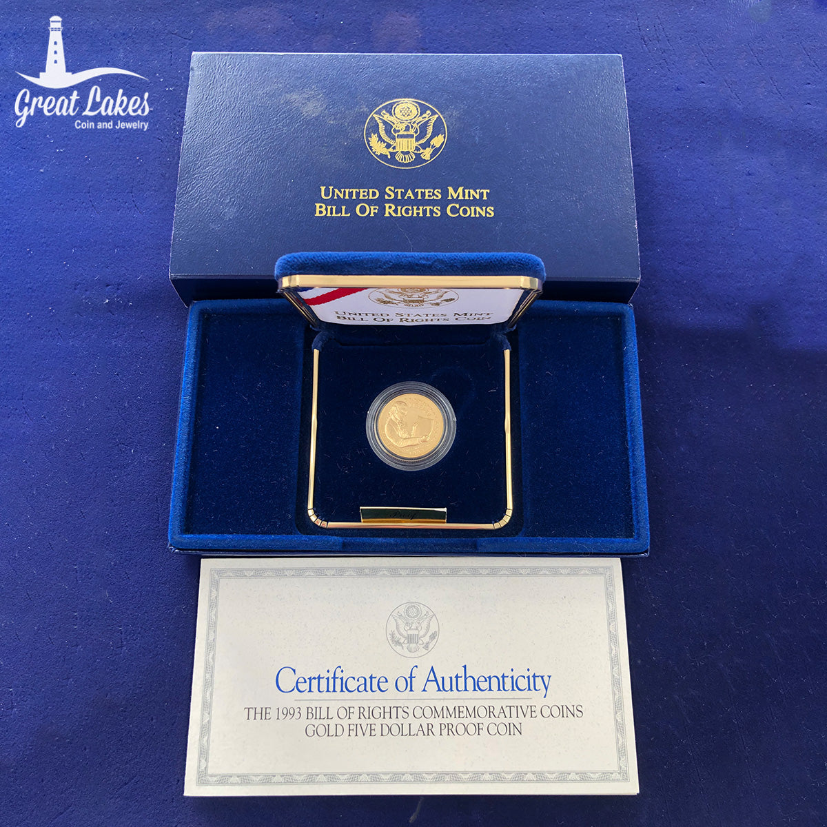 1993-W Gold $5 Commemorative Bill of Rights Proof (with Box &amp; CoA)