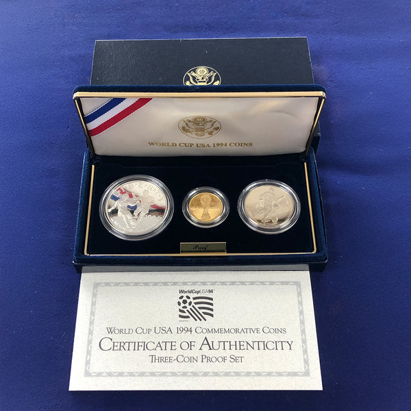 1994 World Cup Three Coin Proof Set (With Box & CoA) - Great Lakes