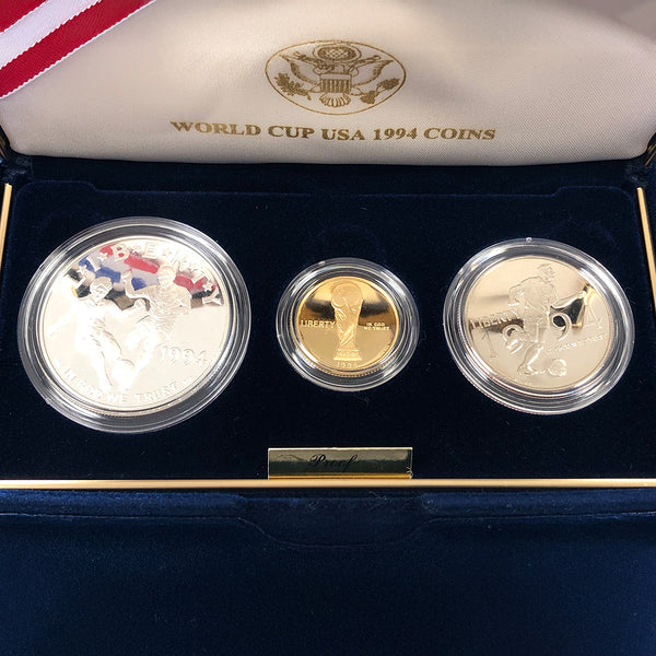 1994 World Cup Three Coin Proof Set (With Box & CoA) - Great Lakes