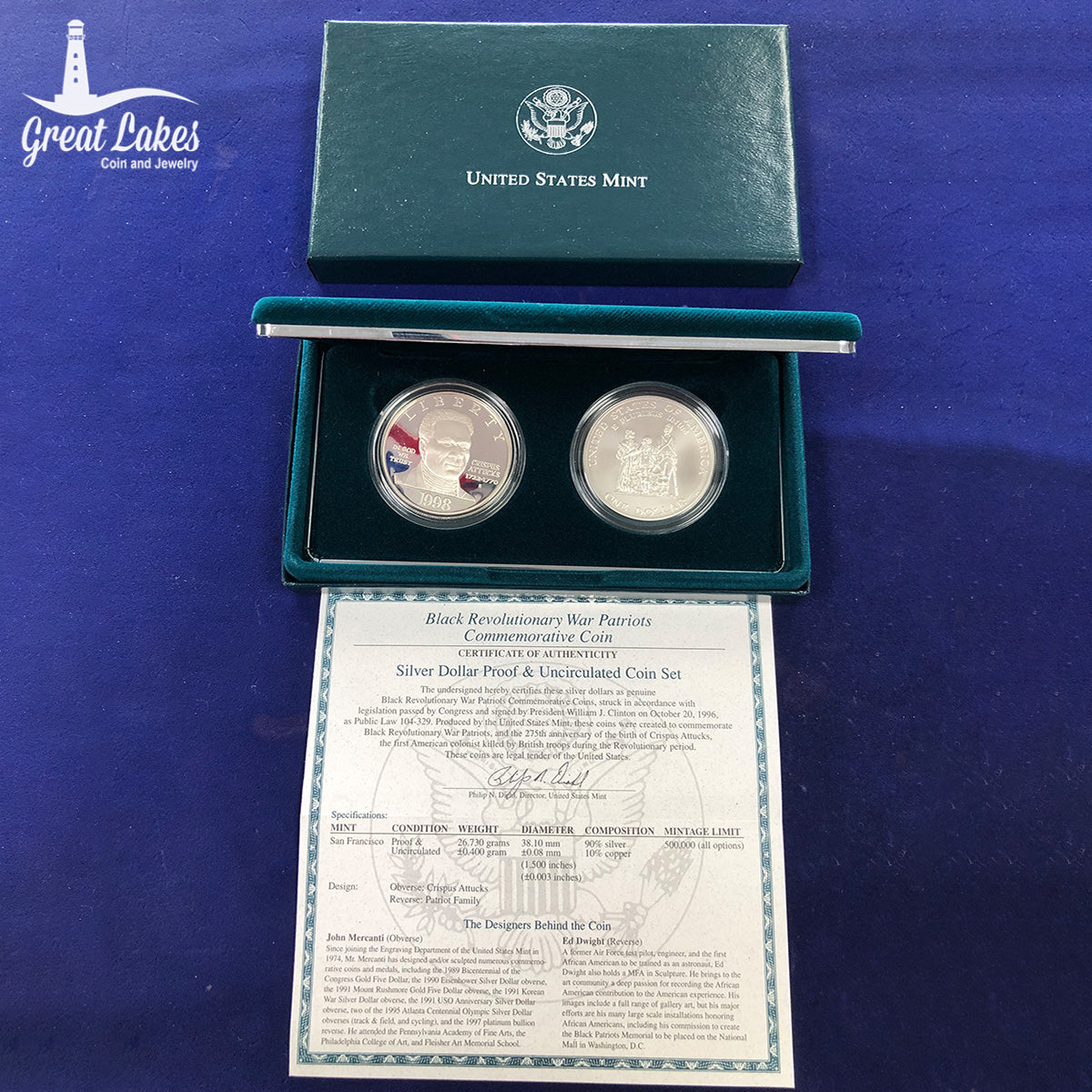 1998 Two Coin Black Patriots Set (With Box &amp; CoA)