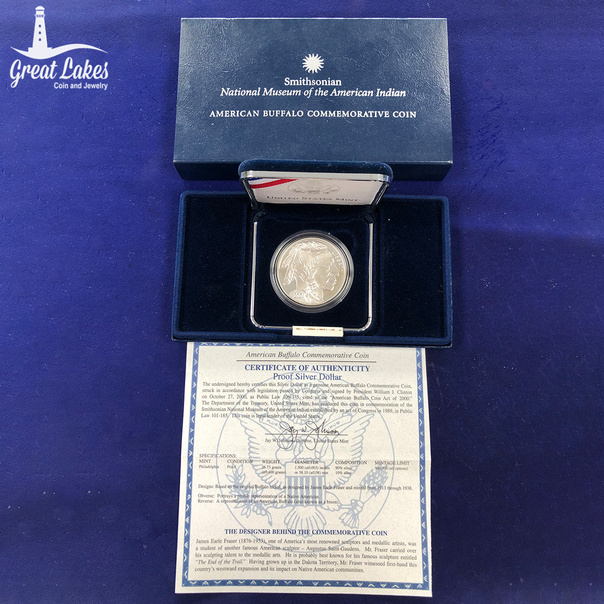 2001-P $1 Silver Buffalo Commemorative Proof (With Box &amp; CoA)