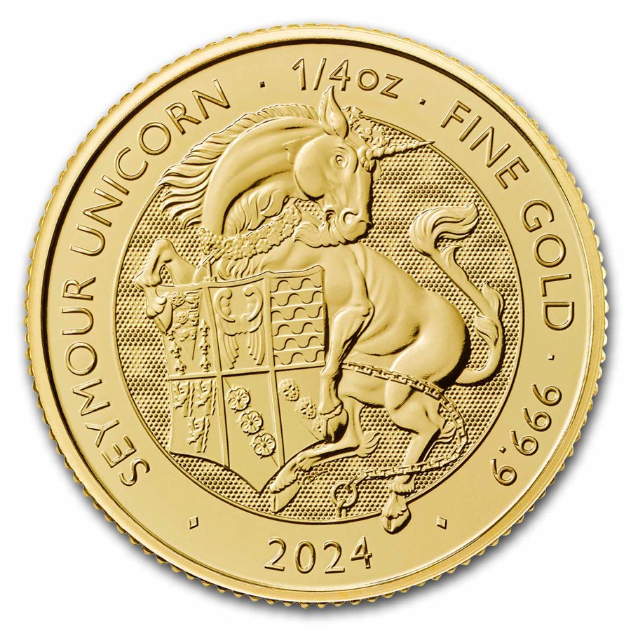 2024 British Tudor Beasts 1/4 oz Gold Seymour Unicorn (BU)