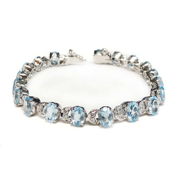 Silver & Aquamarine Tennis Bracelet Great Lakes Coin