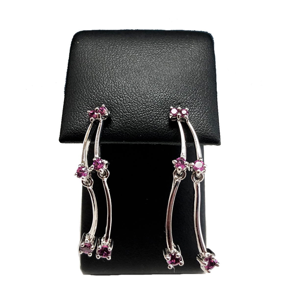 Silver &amp; Pink Tourmaline Earrings