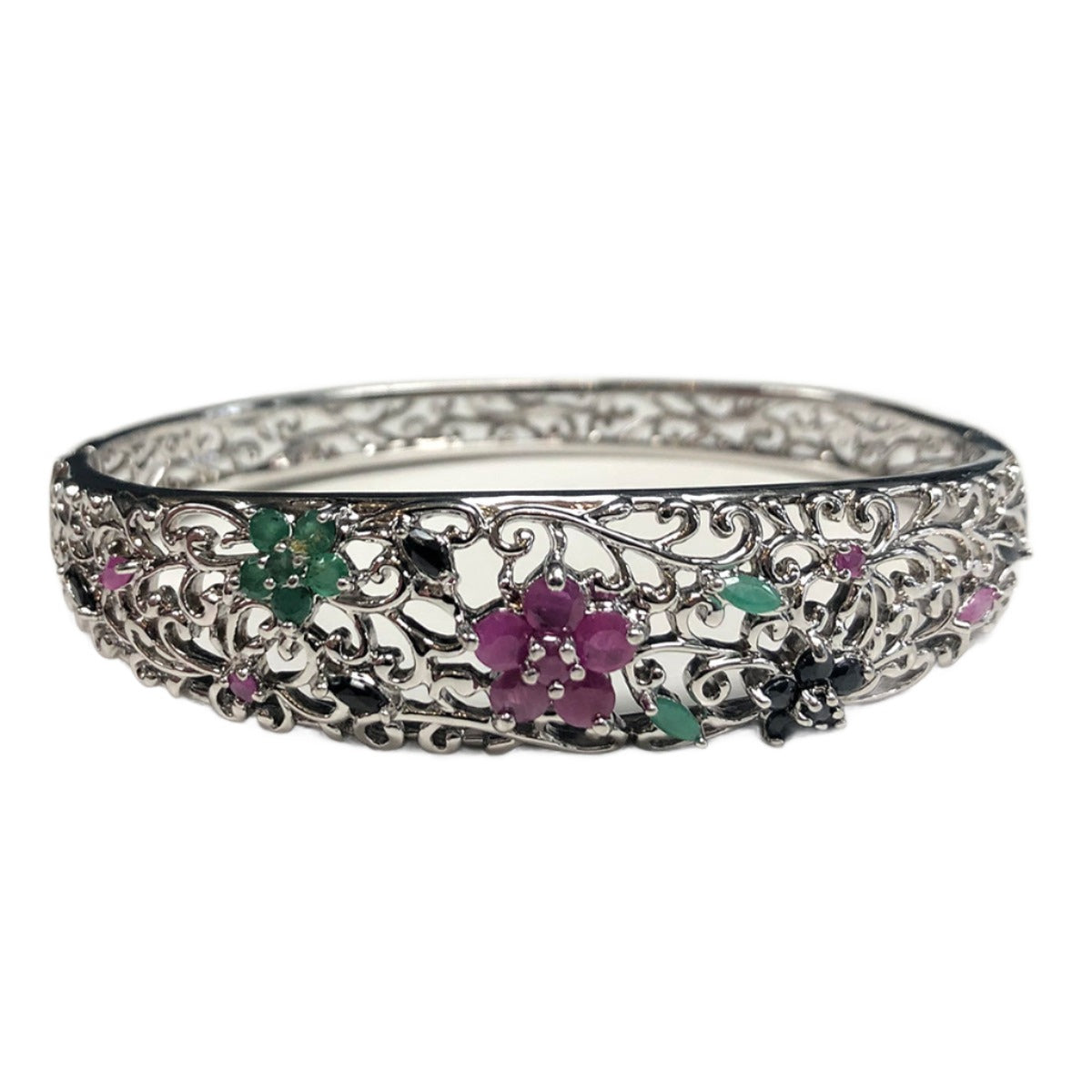 Ross Simons Silver Emerald, Ruby &amp; Sapphire Bracelet