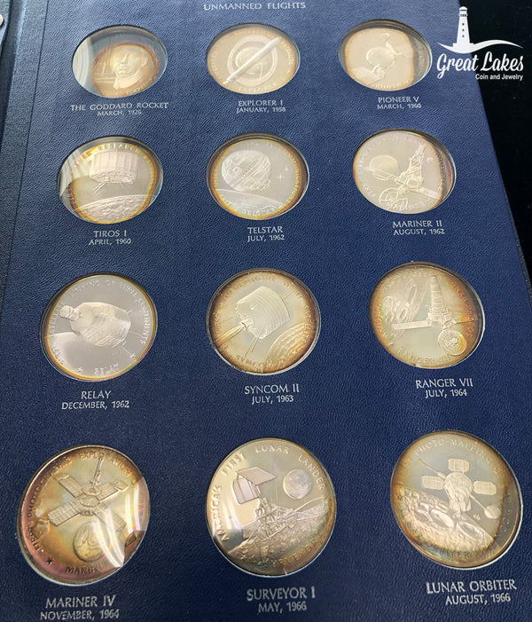 Franklin Mint 36 Piece Sterling Silver America In Space Proof Set