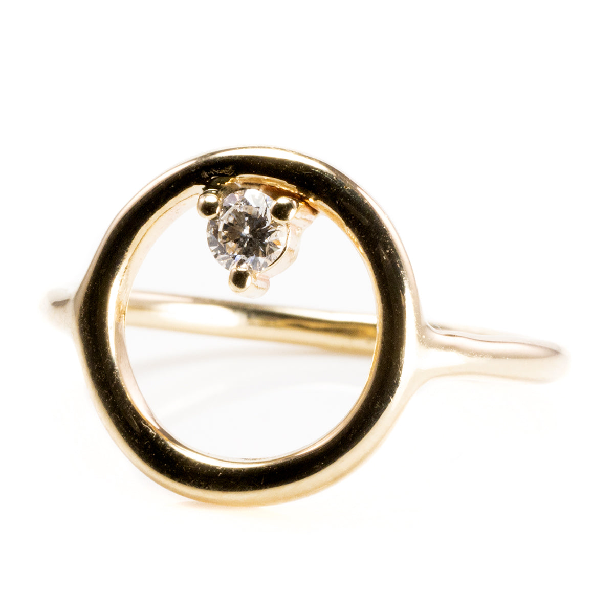 14 k Gold Open Circle Diamond Ring