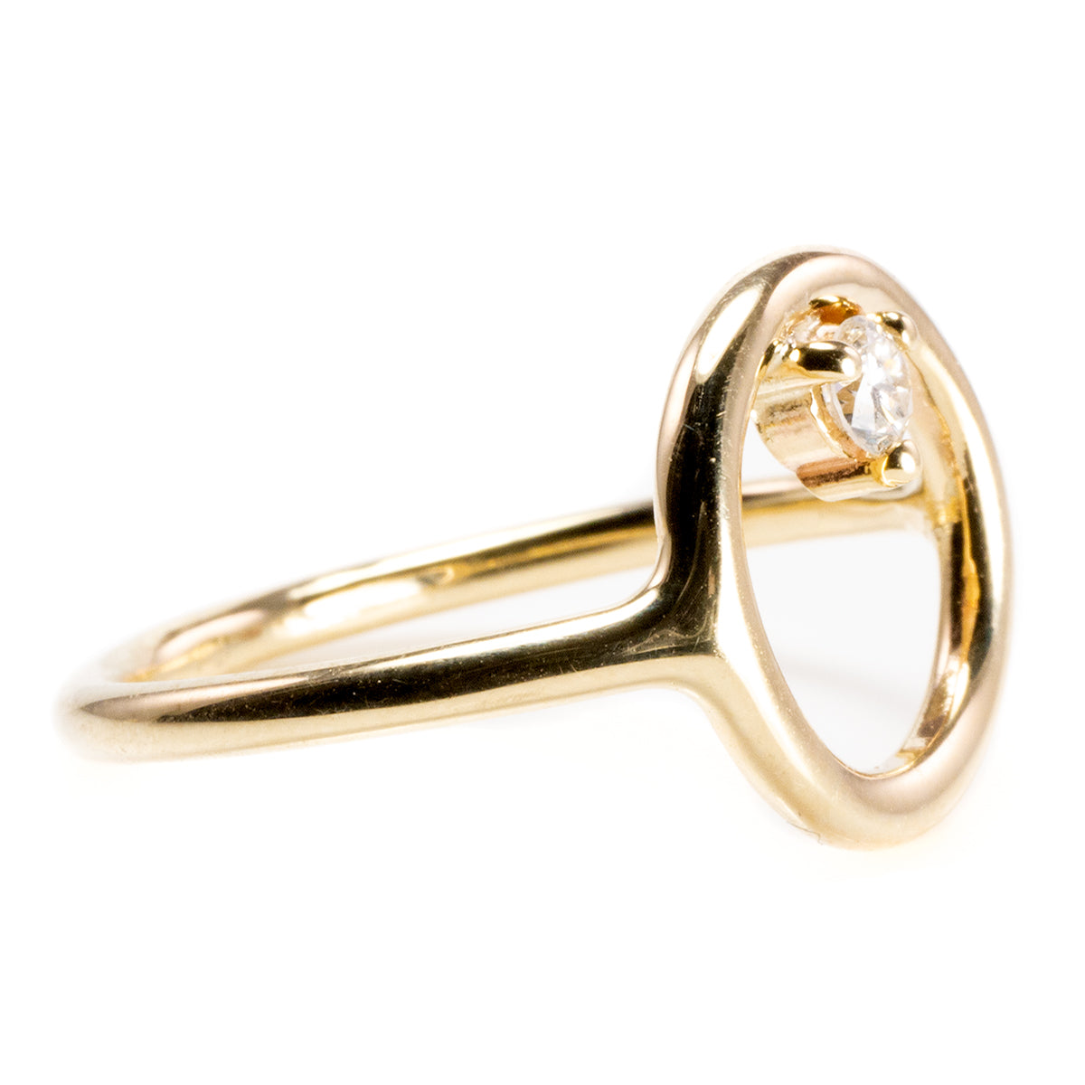 14 k Gold Open Circle Diamond Ring