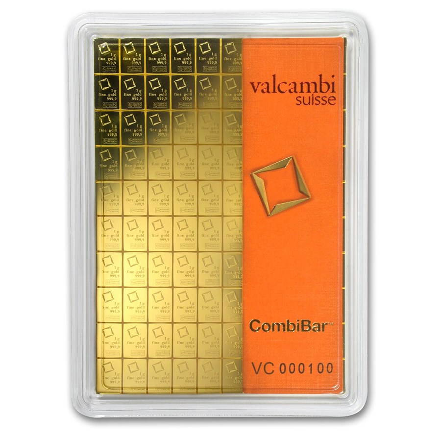 Valcambi 100 g Gold CombiBar (100 x 1 g with Assay)