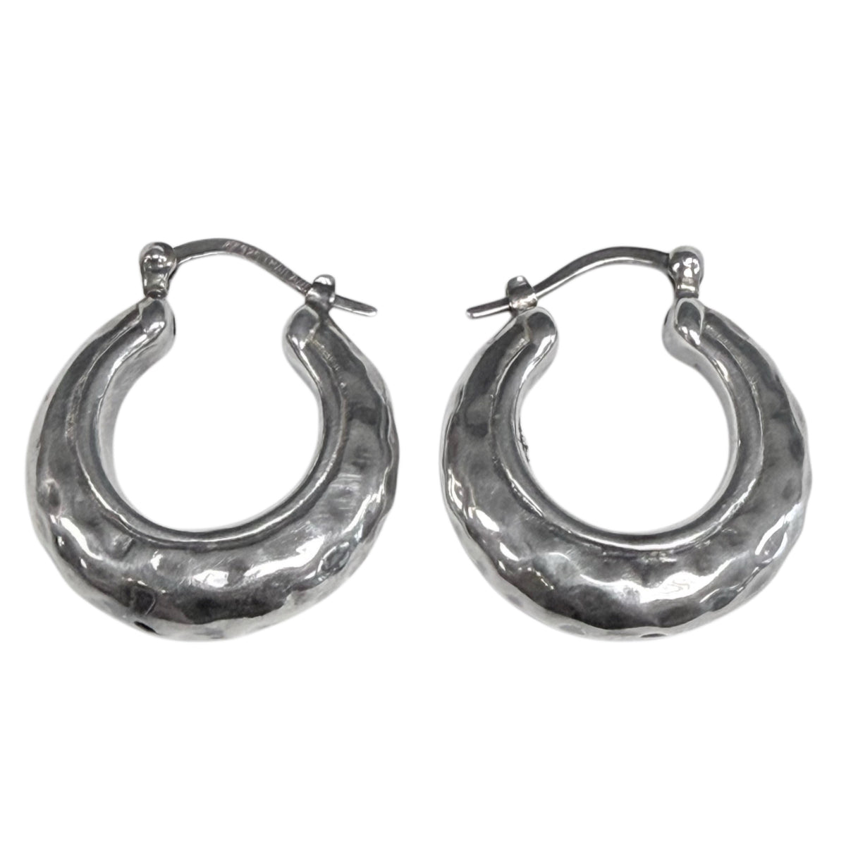 Hammered Silver Hoop Earrings
