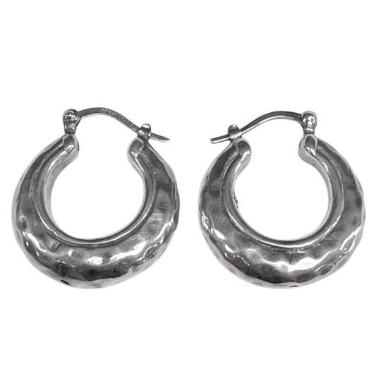 Hammered Silver Hoop Earrings