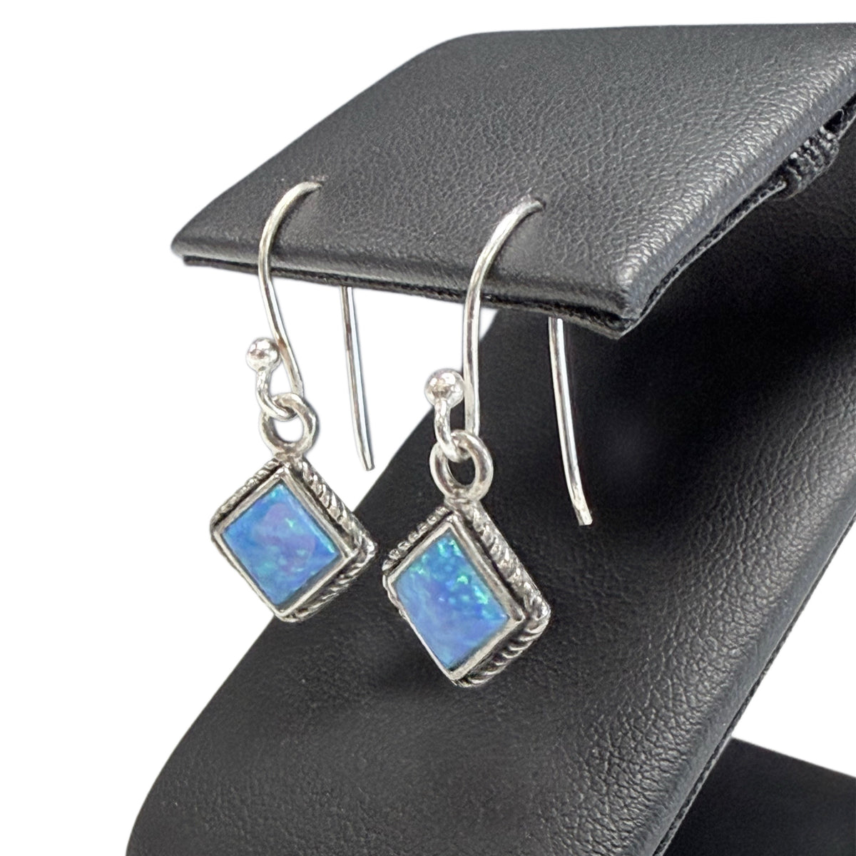 Silver & Crushed Opal Dangle Earrings