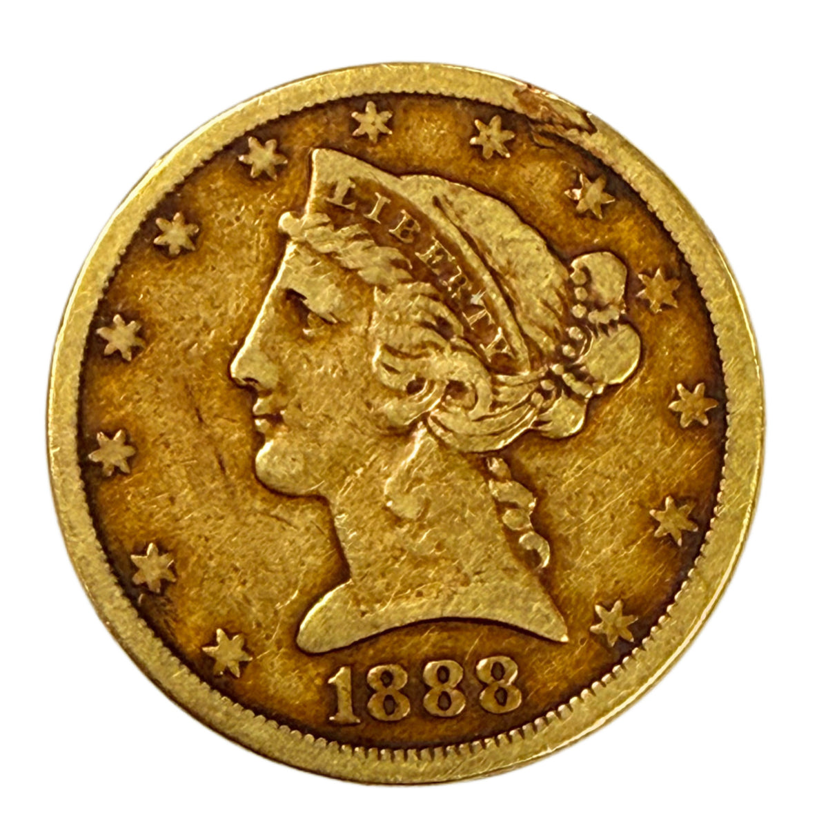 1888-S $5 Liberty Gold Half Eagle (Low Premium)