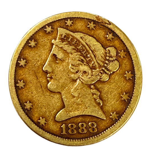 1888-S $5 Liberty Gold Half Eagle (Low Premium)