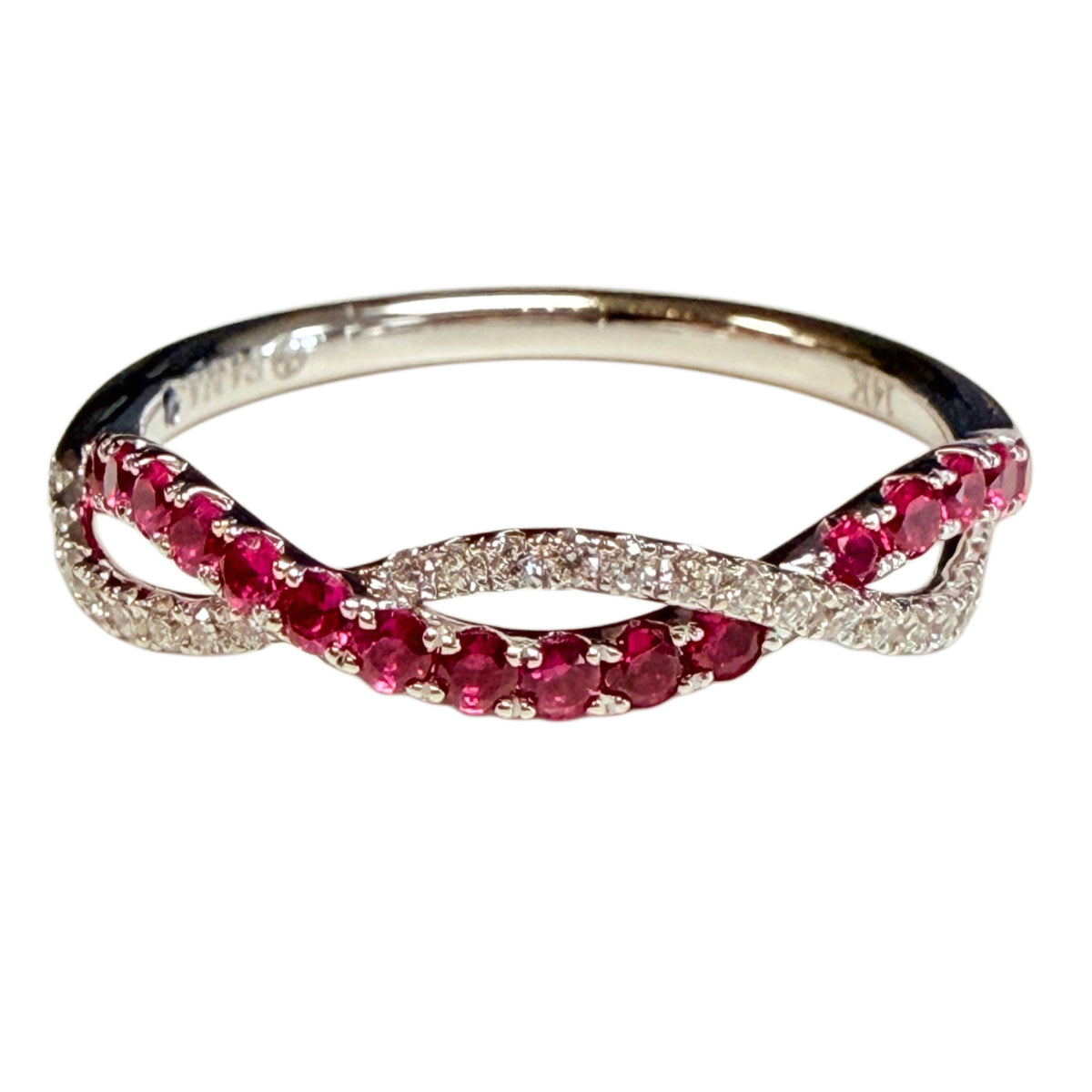 14k White Gold Ruby & Diamond Ring