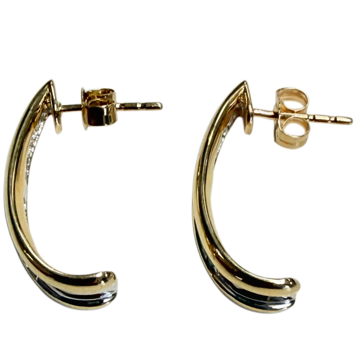 14k Two Tone Diamond Earrings