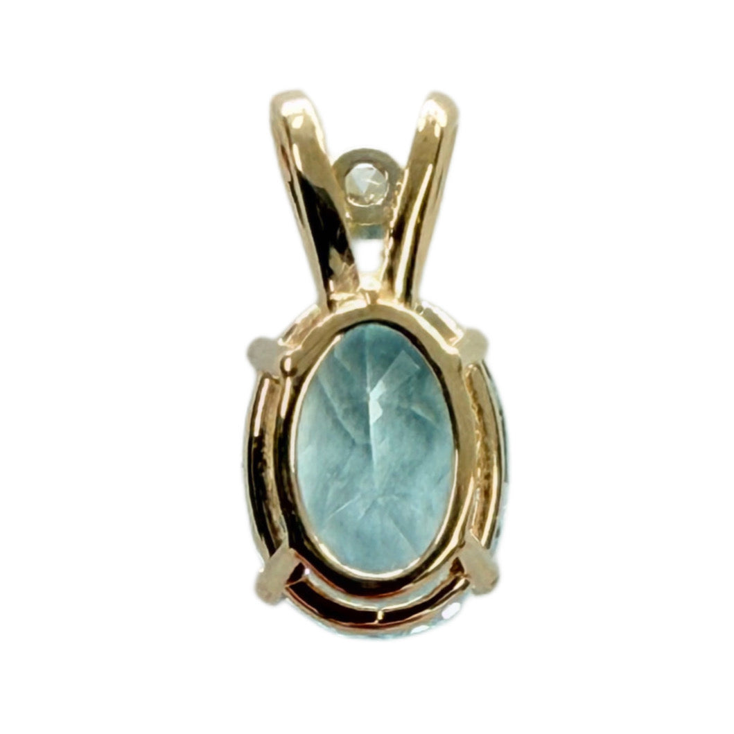 14k Aquamarine & Diamond Pendant