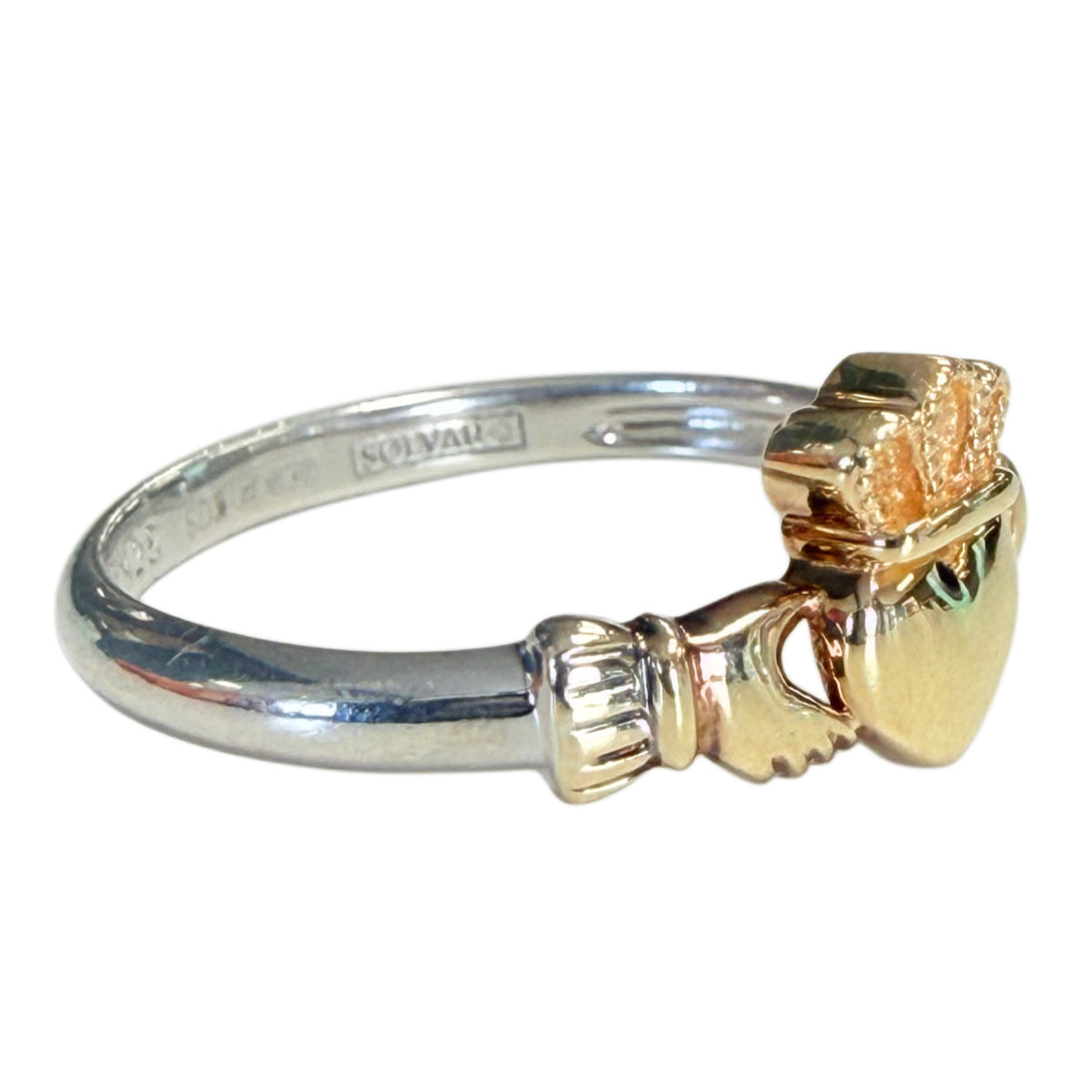 Solvar Silver & 10k Gold Claddagh Ring