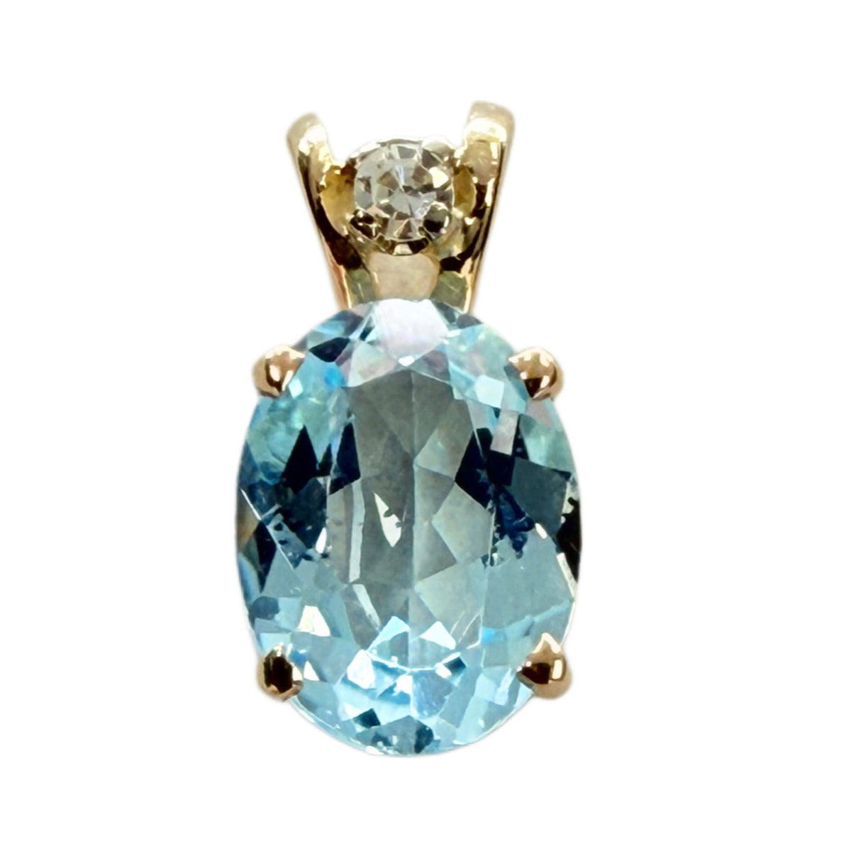 14k Aquamarine & Diamond Pendant