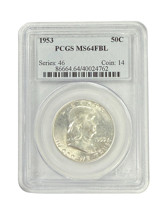 1953 Franklin Half Dollar PCGS MS64 FBL