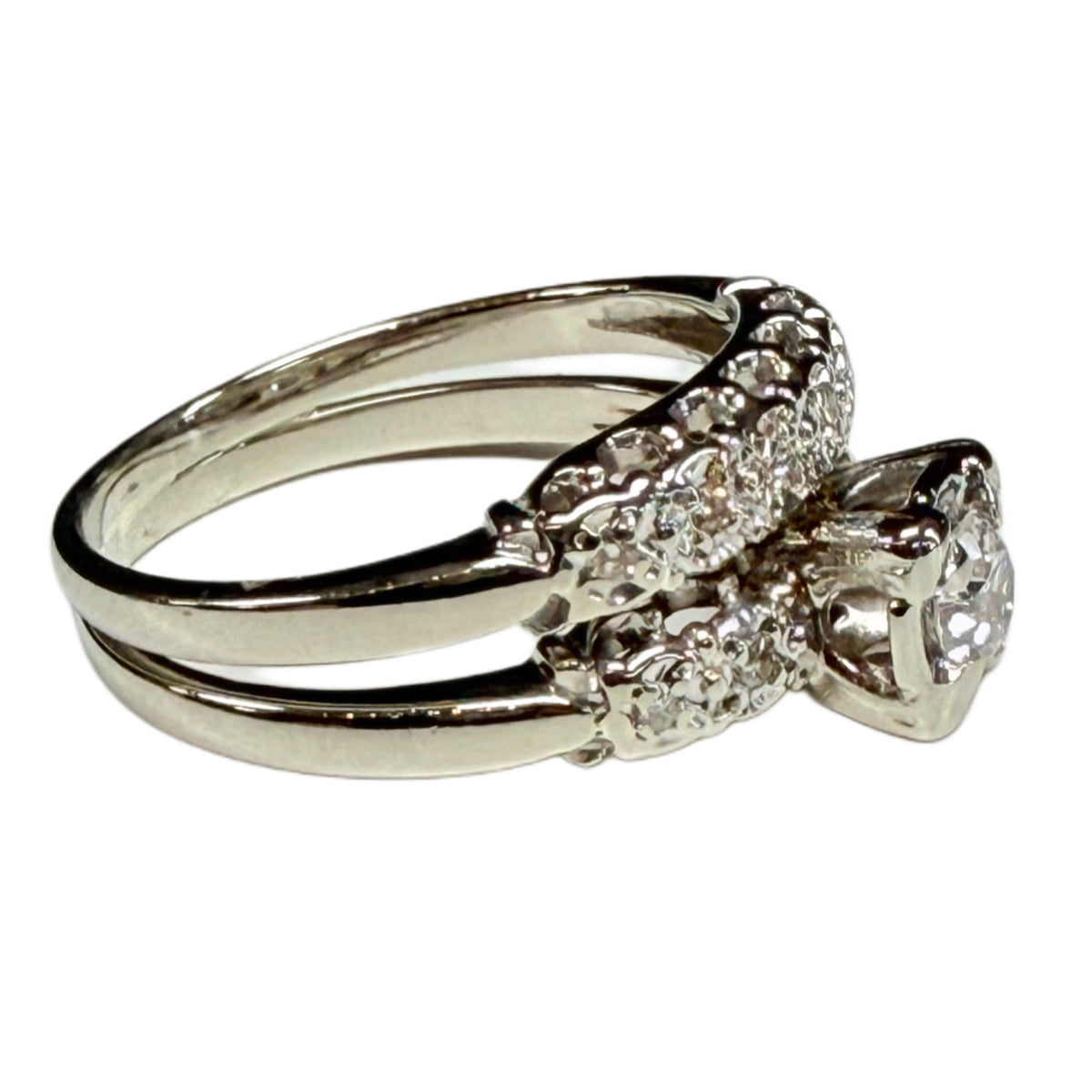 Vintage 14k White Gold Diamond Ring