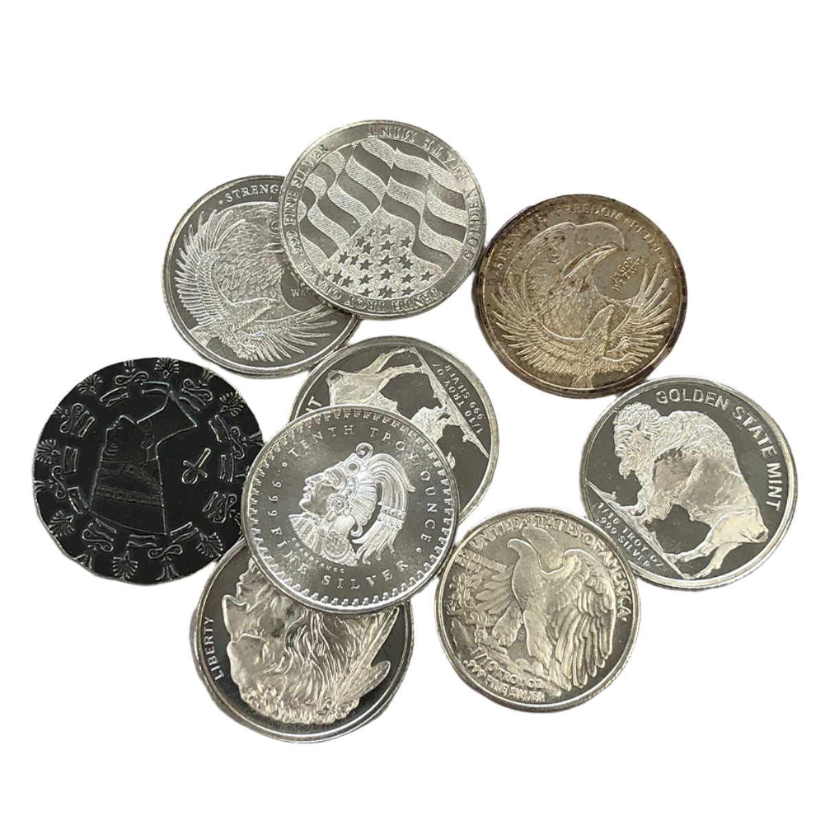 Lot of 9 1/10 oz Silver Rounds