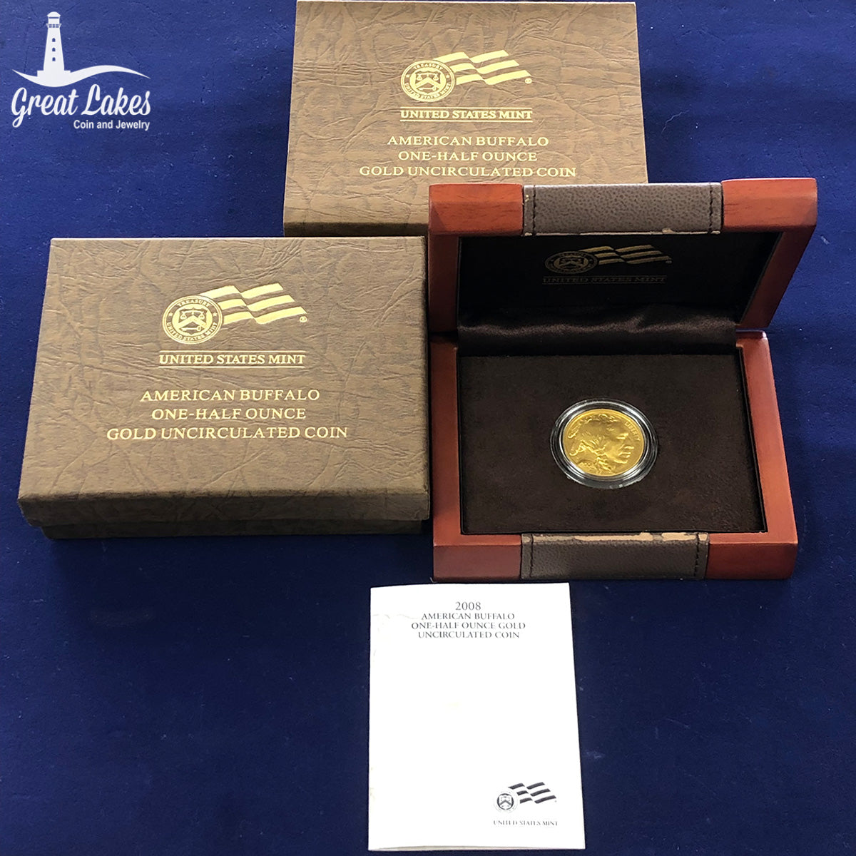 2008-W 1/2 Oz Burnished American Gold Buffalo (With Box & CoA)