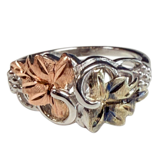 Silver & 12k Gold Leaf Ring