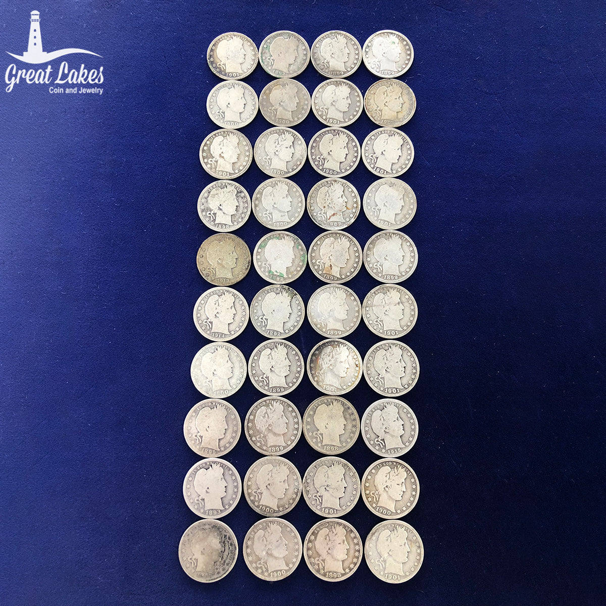 $10 FV Barber Quarters (40 Coins)