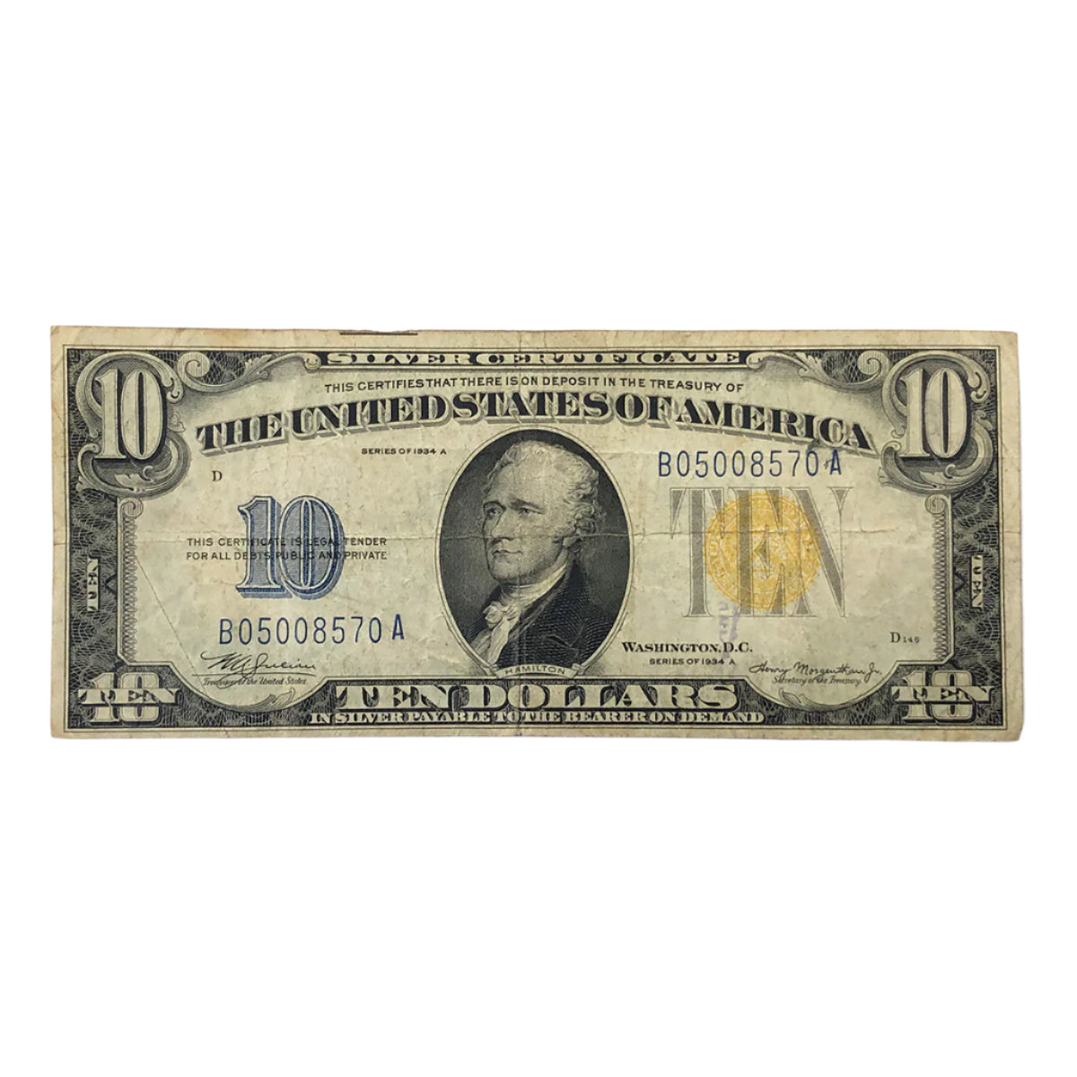 1934-A $10 North Africa Note (F)