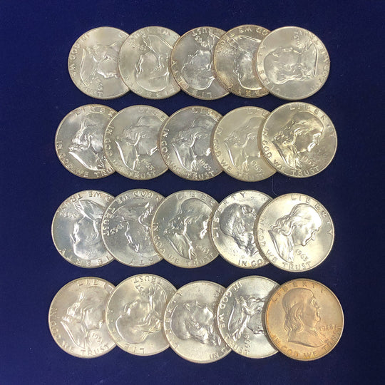 $10 FV 90% Silver Franklin Half Dollars (AU / Better)