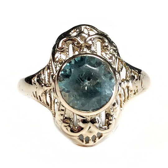 Art Deco 10k Gold Aquamarine Ring
