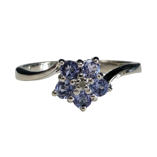 10k White Gold Tanzanite & Diamond Ring