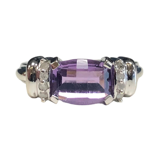 10k Gold Amethyst & Diamond Ring