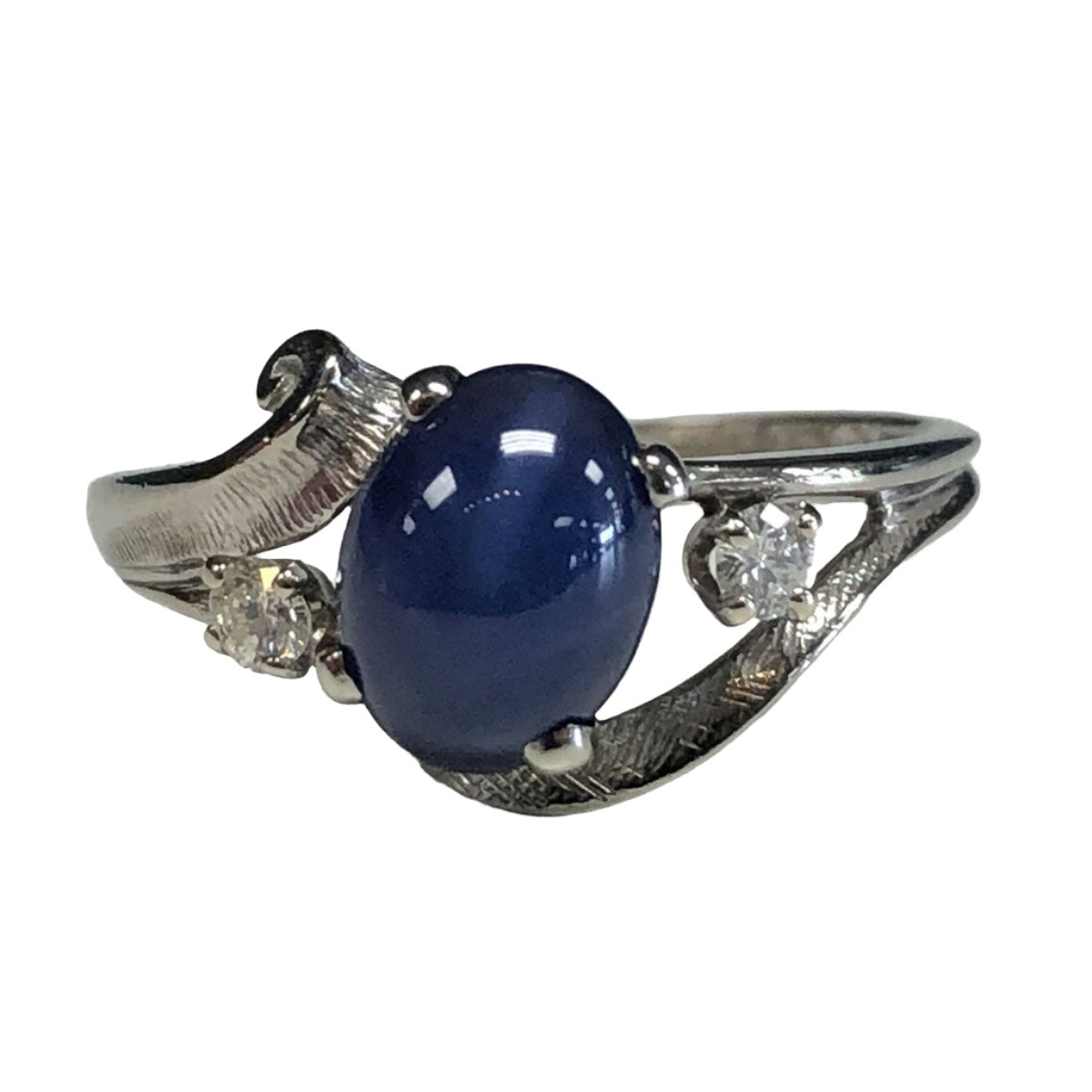 10k White Gold Star Sapphire &amp; Diamond Ring