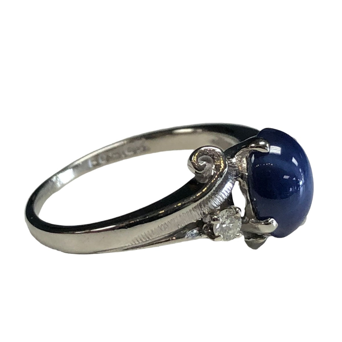 10k White Gold Star Sapphire &amp; Diamond Ring