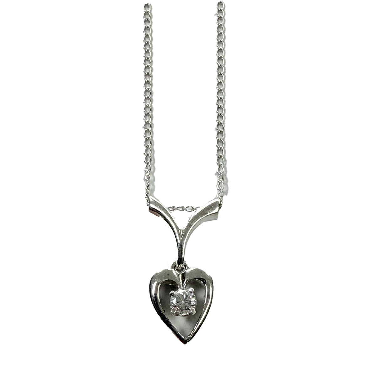 10k White Gold & Diamond Heart Necklace