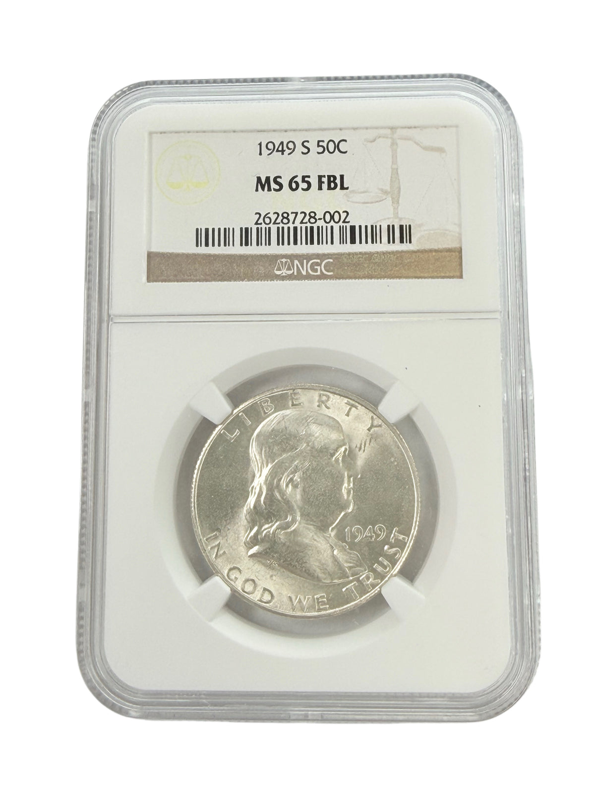 1949-S Franklin Half Dollar NGC MS65 FBL
