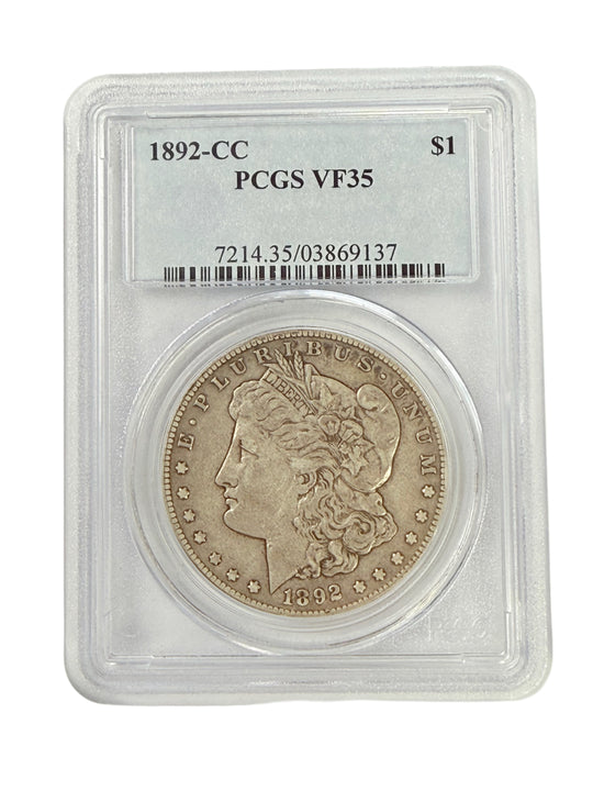 1892-CC Morgan Silver Dollar PCGS VF35