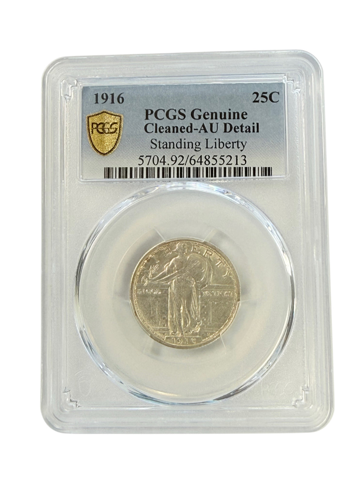 1916 Standing Liberty Quarter PCGS Genuine Cleaned AU Details