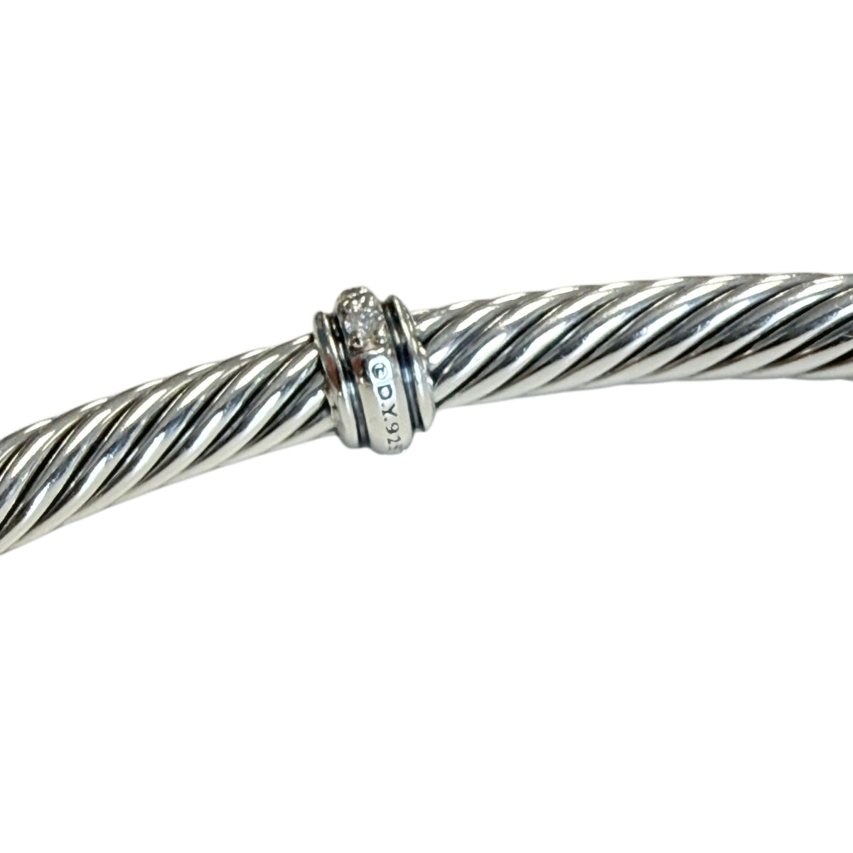 David Yurman Silver Classic Cable Station Bracelet with Diamonds