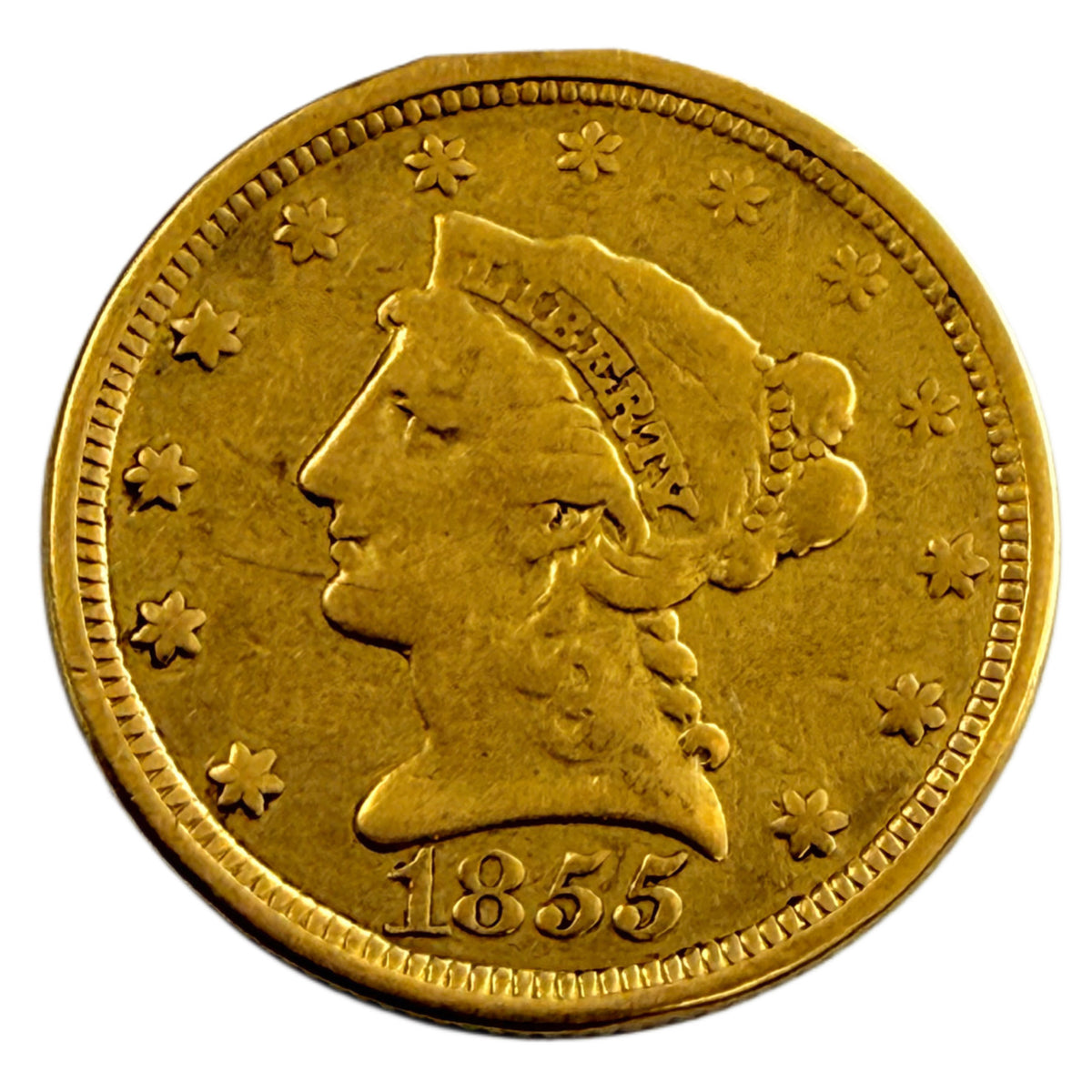 1855 $2.50 Liberty Gold Quarter Eagle (Low Premium)